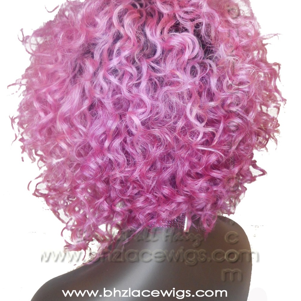 Konie pink wig curly lace PART wig curly bob pink - Picture 6 of 8